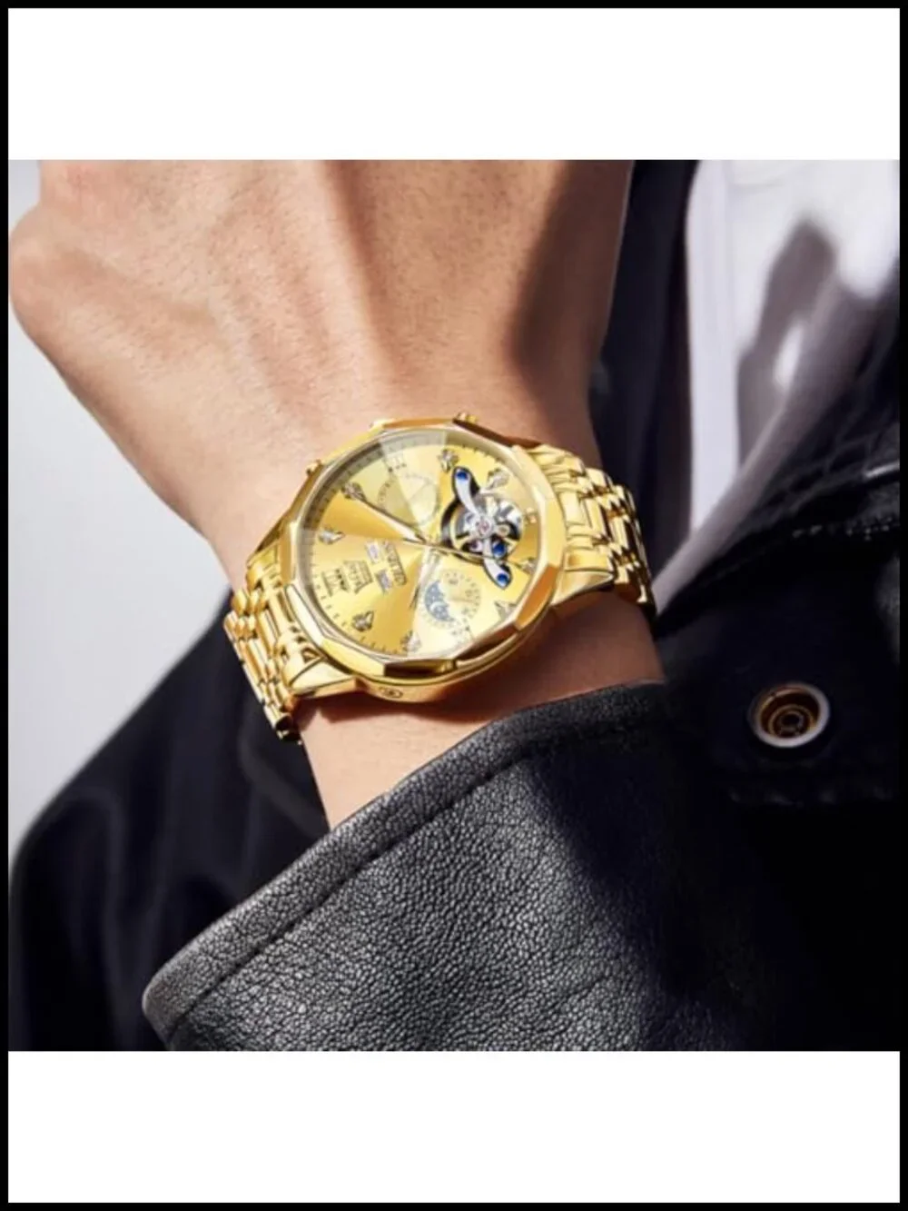 Men's Automatic Skeleton Watch Stainless Steel Sapphire Crystal